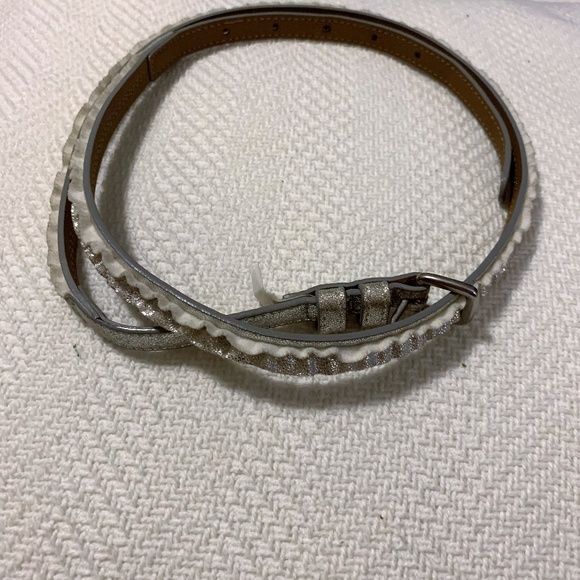 Gap | Silver Thin Belt With Ruffle Detailing